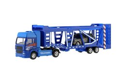 Auto kamion přepravník +  auto kov/plast 32cm na volný běh v krabici 36x11x6cm