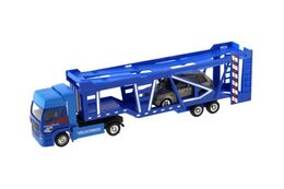 Auto kamion přepravník +  auto kov/plast 32cm na volný běh v krabici 36x11x6cm
