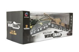 Tank RC 2ks 25cm plast tanková bitva na baterie se zvukem se světlem v krabici 43x17x19cm