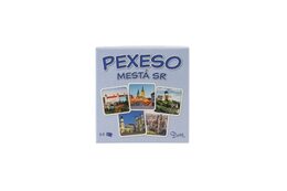 Pexeso Mestá SR papírové společenská hra 32 obrázkových dvojic v papírové krabičce 8x8cm