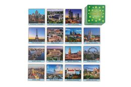 Pexeso Metropole EU papírové společenská hra 32 obrázkových dvojic v papírové krabičce 8x8cm