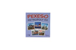 Pexeso Metropole EU papírové společenská hra 32 obrázkových dvojic v papírové krabičce 8x8cm