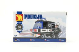 Stavebnice Dromader Policie Auto 23201 58ks v krabičce 17x10x4,5cm