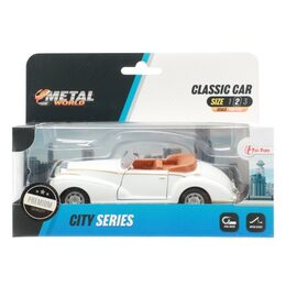 Auto veterán kov/plast 12cm na zpětné natažení mix druhů v krabičce 17x12x7,5cm