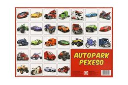Pexeso Autopark papírové společenská hra 32 obrázkových dvojic 24,5x34,5cm