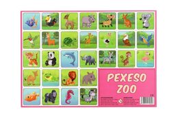 Pexeso safari ZOO kreslené papírové společenská hra 32 obrázkových dvojic 24,5x34,5cm