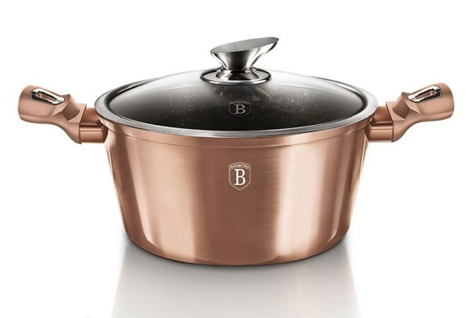 BERLINGERHAUS Kastrol s mramorovým povrchem a poklicí 20 cm Rosegold Metallic Line BH-1514