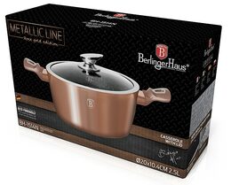 BERLINGERHAUS Kastrol s mramorovým povrchem a poklicí 20 cm Rosegold Metallic Line BH-1514