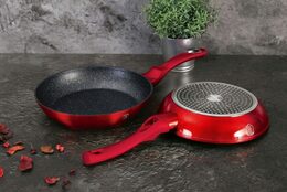 BERLINGERHAUS Sada pánví s mramorovým povrchem 3 ks Burgundy Metallic Line gril BH-1289