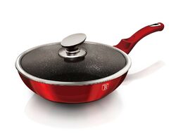 BERLINGERHAUS Pánev WOK s poklicí s mramorovým povrchem 28 cm Burgundy Metallic Line BH-1265