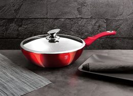 BERLINGERHAUS Pánev WOK s poklicí s mramorovým povrchem 28 cm Burgundy Metallic Line BH-1265