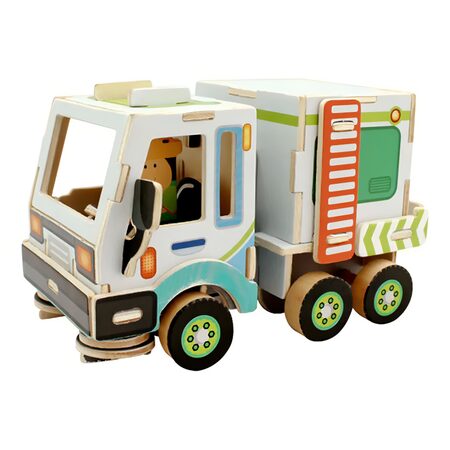 RoboTime dřevěná skládačka Úklidový vůz