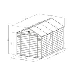 Zahradní domek G21 Boston 882 - 241 x 366 cm, plastový, šedý
