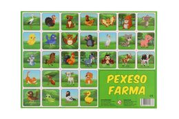 Pexeso Farma papírové kreslené společenská hra 32 obrázkových dvojic 24,5x34,5cm