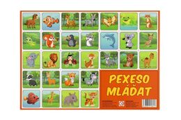 Pexeso Mláďata kreslená papírové společenská hra 32 obrázkových dvojic 24,5x34,5cm