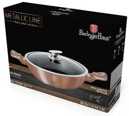 BERLINGERHAUS Pekáč kulatý s mramorovým povrchem a poklicí  28 cm Rosegold Metallic Line BH-1519