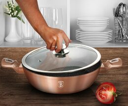 BERLINGERHAUS Pekáč kulatý s mramorovým povrchem a poklicí  28 cm Rosegold Metallic Line BH-1519