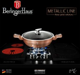 BERLINGERHAUS Pekáč kulatý s mramorovým povrchem a poklicí  28 cm Rosegold Metallic Line BH-1519