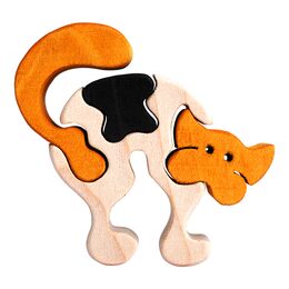 Fauna Dřevěné vkládací puzzle z masivu malá kočka