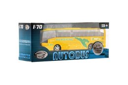 Autobus kov/plast 16cm na zpětné natažení 4barvy na bat. se zvukem v krabičce 19x8x5,5cm 24ks v boxu
