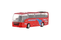 Autobus kov/plast 16cm na zpětné natažení 4barvy na bat. se zvukem v krabičce 19x8x5,5cm 24ks v boxu