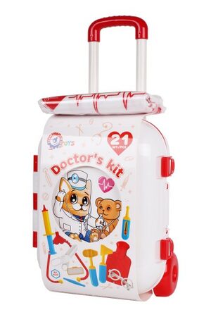 Teddies Sada doktor/lékař plast 21ks v plastovém kufříku na kolečkách 25x35x15cm