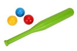 Teddies Baseballová pálka 50cm + míčky 3ks  plast 2 barvy v síťce