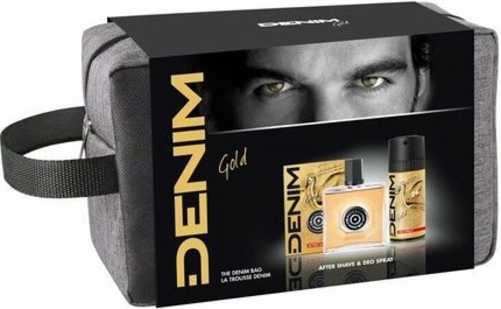 Denim Gold voda po holení 100 ml + deospray 150 ml + toaletní taška dárková sada