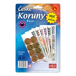 České koruny peníze do hry na kartě 15x16cm
