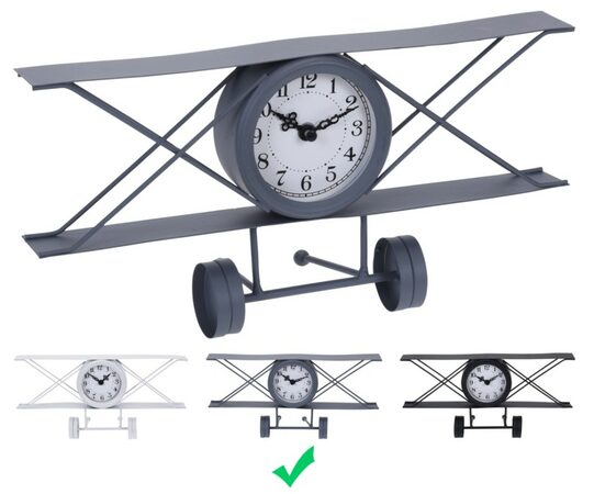SEGNALE Hodiny stolní designové LETADLO 30 cm šedá KO-HZ1911500seda