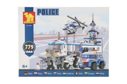 Stavebnice Dromader Policie Auto+Vrtulník+Stanice 23001 779ks v krabici 55x43x7c