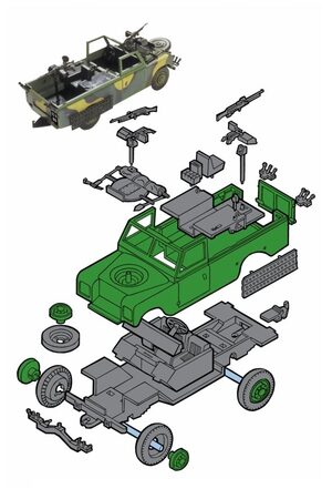 Stavebnice Monti 29 Commando Land Rover 1:35 v krabici 22x15x6cm