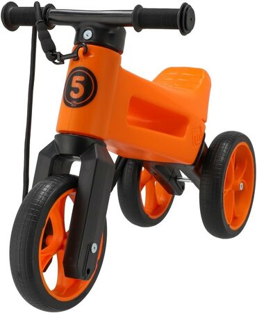 Odrážedlo FUNNY WHEELS Rider SuperSport oranž. 2v1+popruh, výš. sedla 28/30cm nos. 25kg 18m+ v krabi