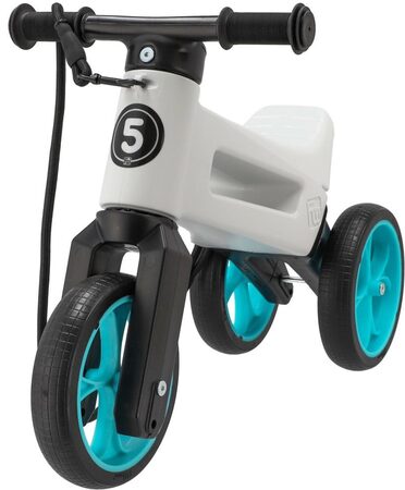 Odrážedlo FUNNY WHEELS Rider SuperSport bílé/tyrkys 2v1+popruh,výš.sedla28/30cm nos.25kg 18m+v sáčku