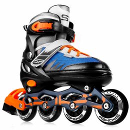 Spokey TONY Kolečkové brusle, černo-modro-oranžové, ABEC7 Carbon, vel. 38-42, černá kolečka