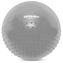 Spokey HALF FIT Gymnastický míč 2v1 masážní, 65 cm včetně pumpičky, šedý