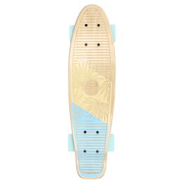 Spokey WOO-FISH Dřevěný pennyboard 56 x 15 cm, ABEC7, světle modrý