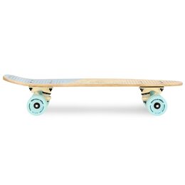 Spokey WOO-FISH Dřevěný pennyboard 56 x 15 cm, ABEC7, světle modrý