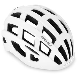 Spokey POINTER PRO Cyklistická přilba pro dospělé s LED blikačkou a blinkry, 55-58 cm, bílá