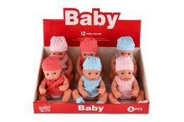 Teddies Panenka miminko 30 cm pevné tělo na baterie se zvukem 6ks v boxu