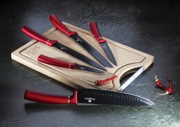 Sada nožů Berlingerhaus s nepřilnavým povrchem + prkénko 6 ks Burgundy Line BH-2552