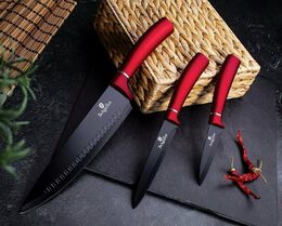 Sada nožů Berlingerhaus s nepřilnavým povrchem + prkénko 6 ks Burgundy Line BH-2552