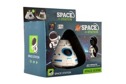 Sada vesmír plast astronaut,vesmírná stanice na baterie se světlem v krabici 20x20x13cm