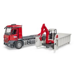 Bruder Mercedes Benz Arocs kontejner s minibagrem
