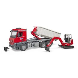 Bruder Mercedes Benz Arocs kontejner s minibagrem