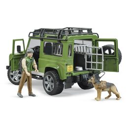 Bruder LAND ROVER DEFENDER s figurkou myslivce, psa a příslušenstvím