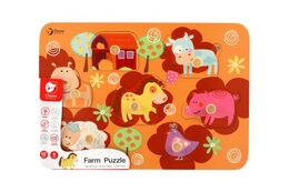 Teddies vkládačka/puzzle deskové obrysové farma dřevo 30x21cm ve fólii 18m+