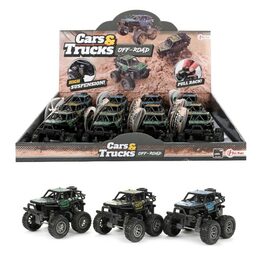 Auto monster truck mini plast 9x7cm odpružené na zpětné natažení 3 barvy 12ks v boxu