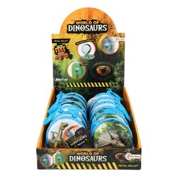 Peněženka na klíče dinosaurus kov/plast 8cm 2 barvy 12ks v boxu