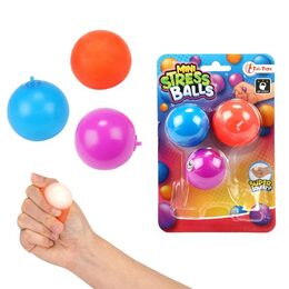 Míček mini antistresový sliz 3ks mačkací silikon 4cm na kartě